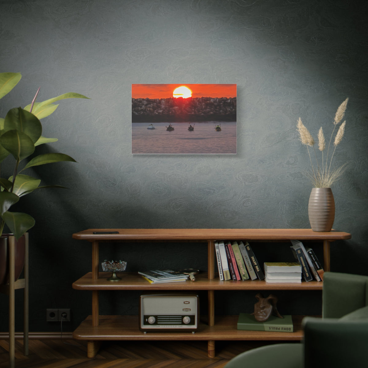 Kayak Sunset in the Harbor Canvas Print