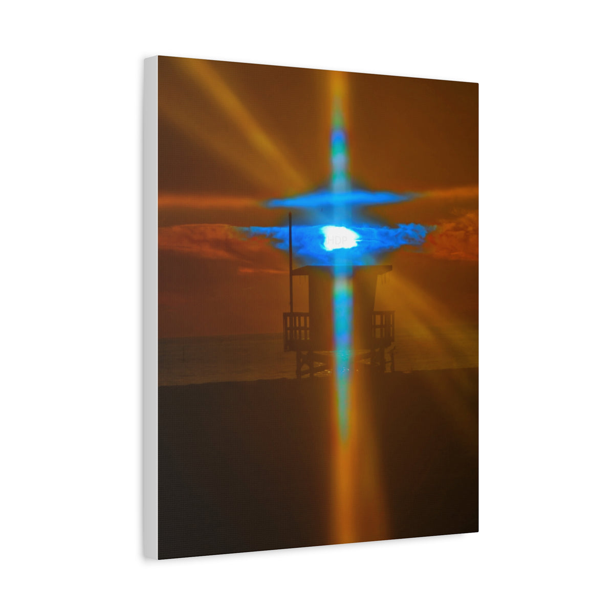 Rare Blue Prism Flash Cross Coastal Sunset Canvas Print