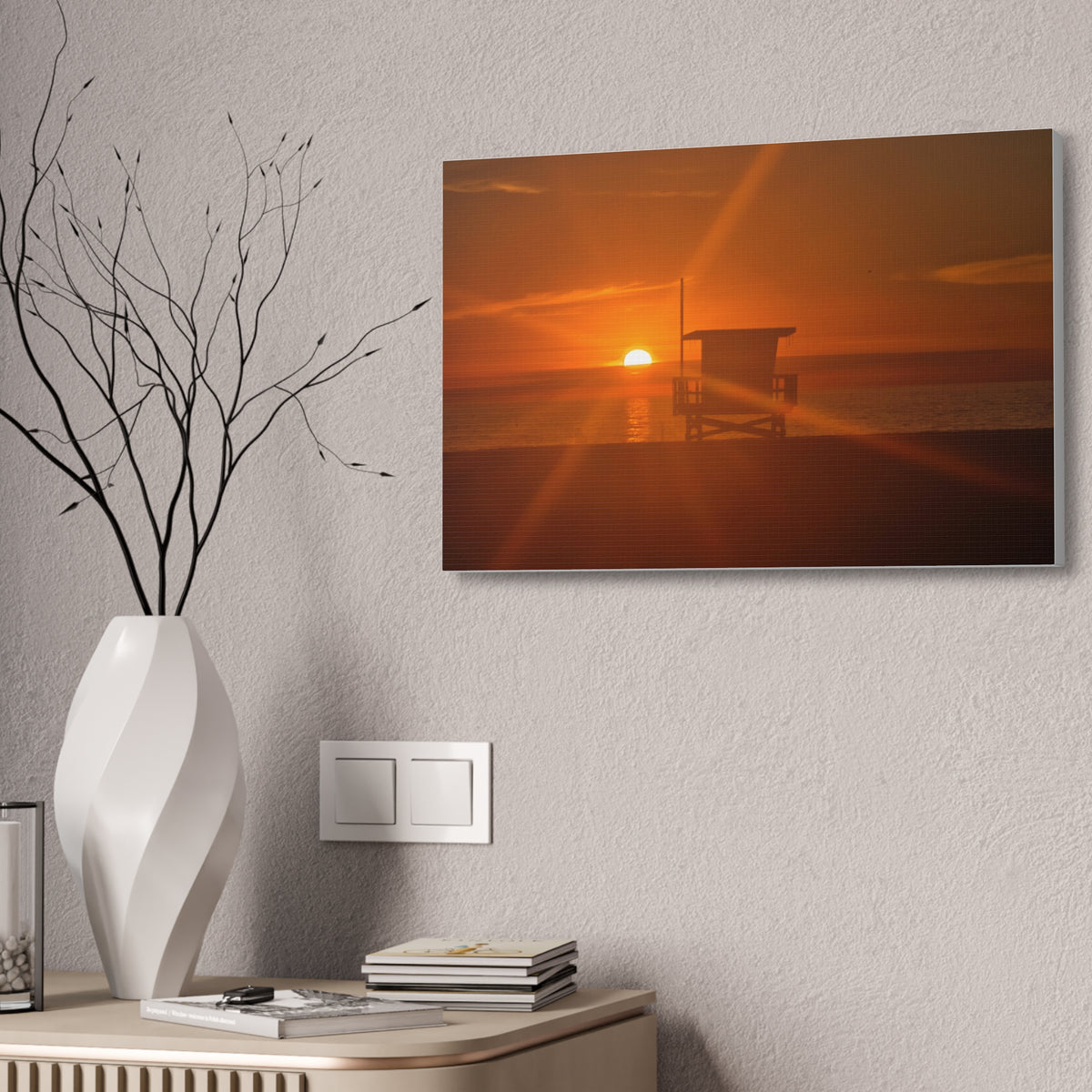 Sunset Lifeguard Tower Canvas Print