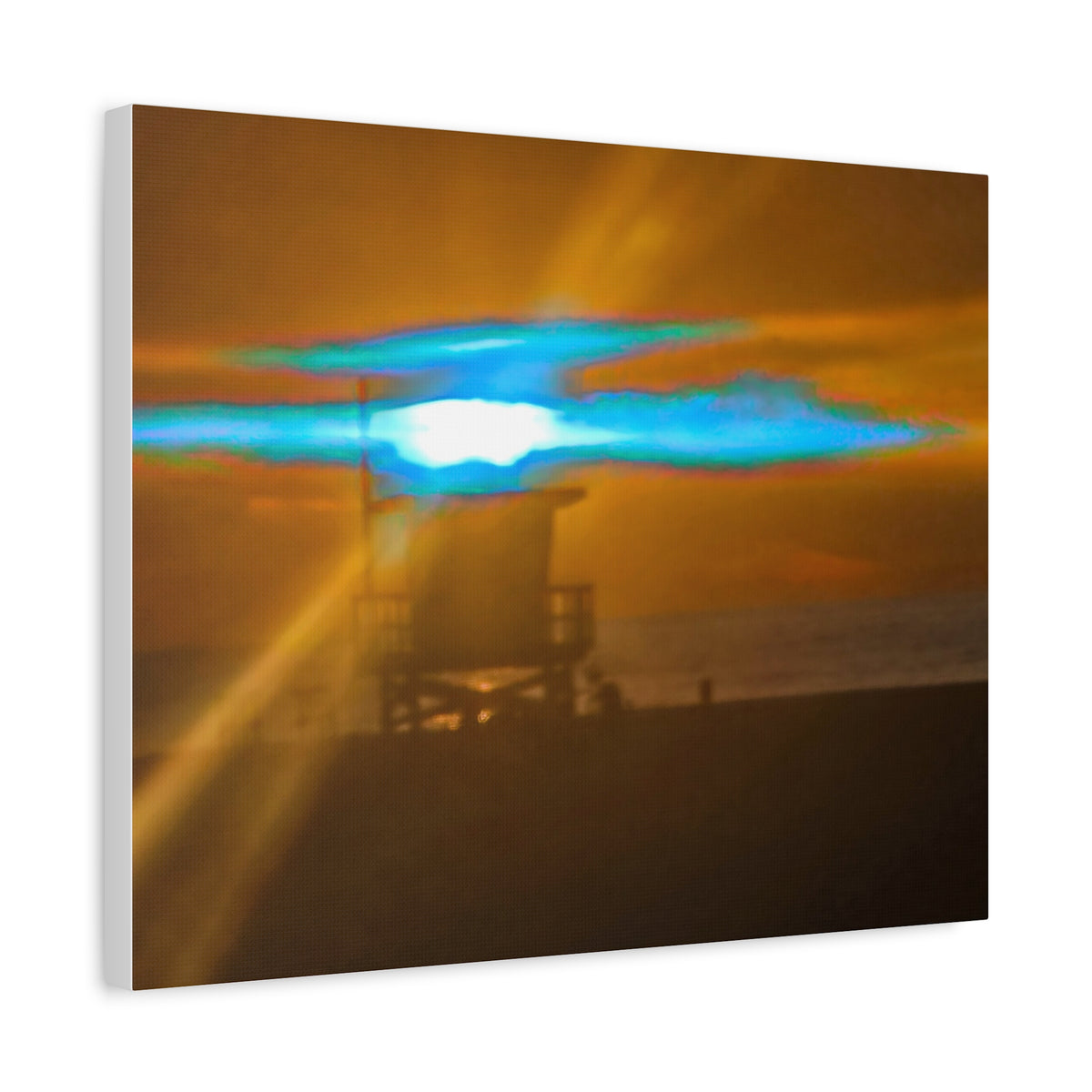 Rare Blue Flash Beach Sunset Canvas Print