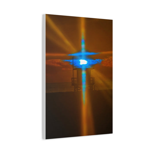 Rare Blue Prism Flash Cross  Coastal Sunset Canvas Print