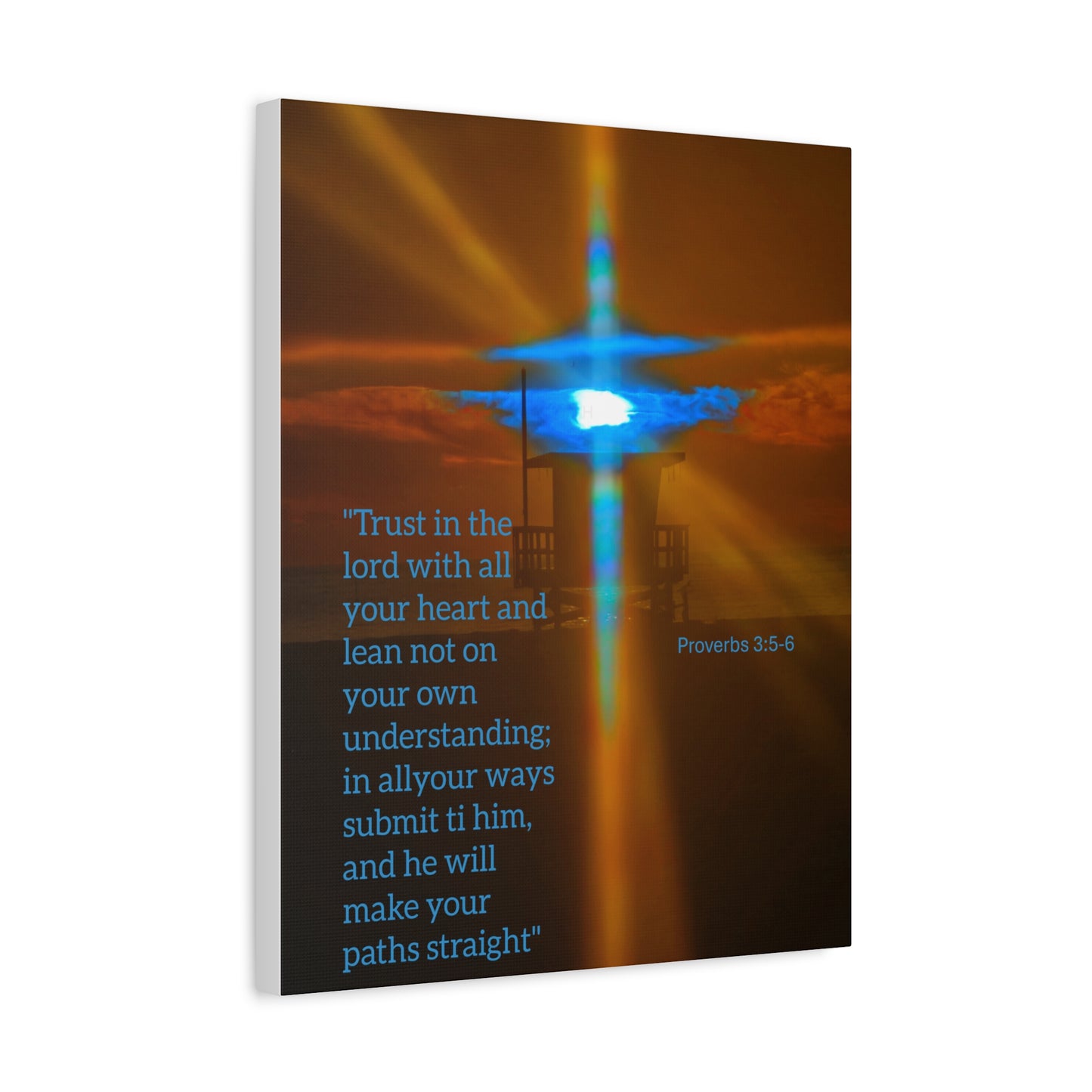 Rare Blue Flash Prism Cross – Coastal Sunset Canvas Print