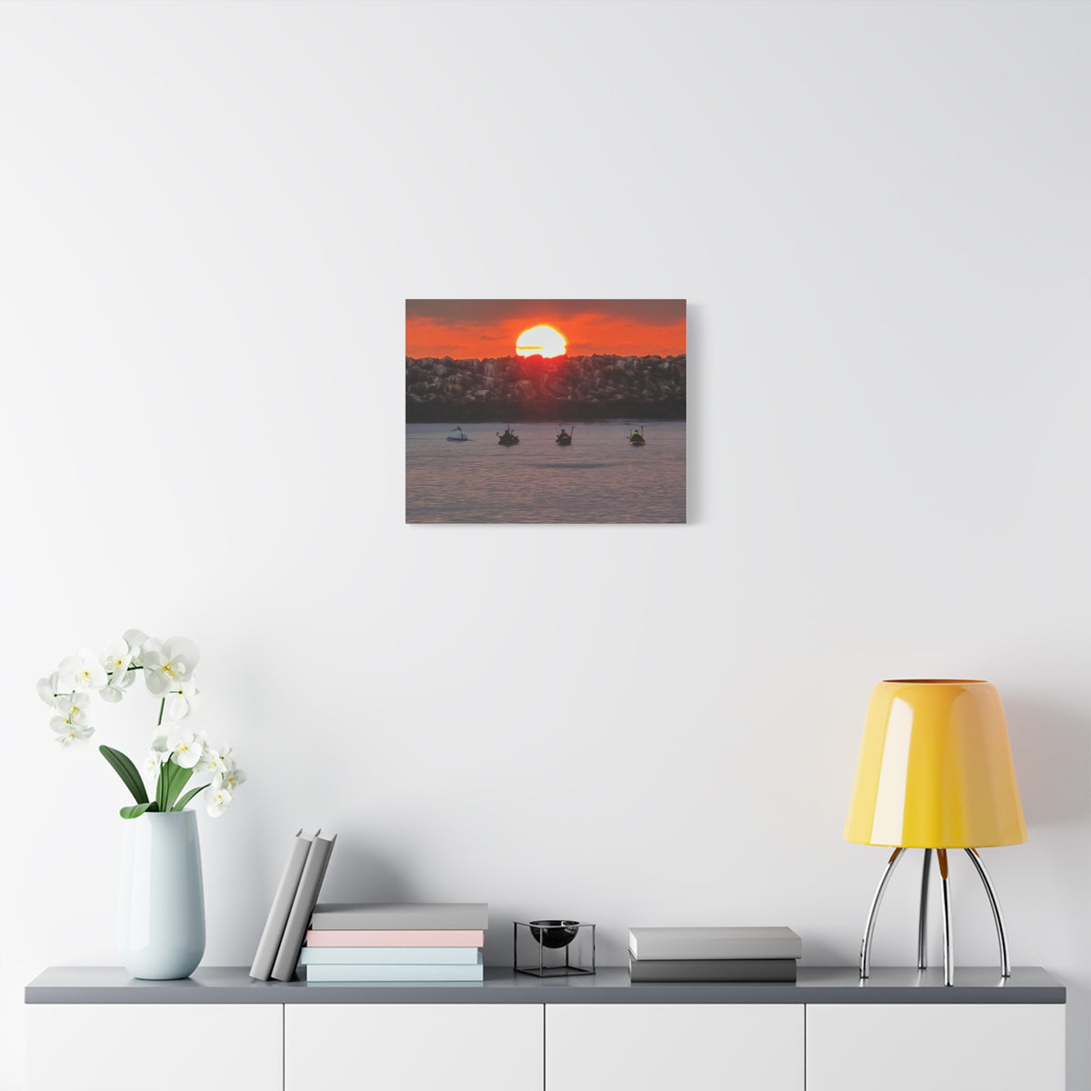Kayak Sunset in the Harbor Canvas Print