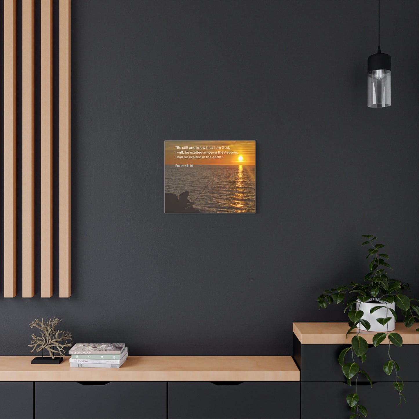 Psalm 46:10 – Be Still and Know That I Am God – Fisherman Sunset Canvas