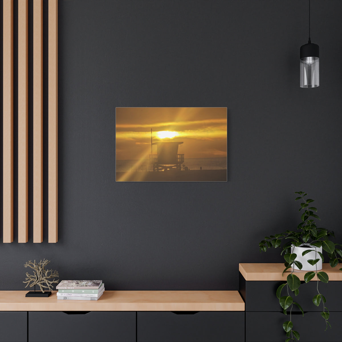 Ocean View and Lifeguard Tower Canvas Print