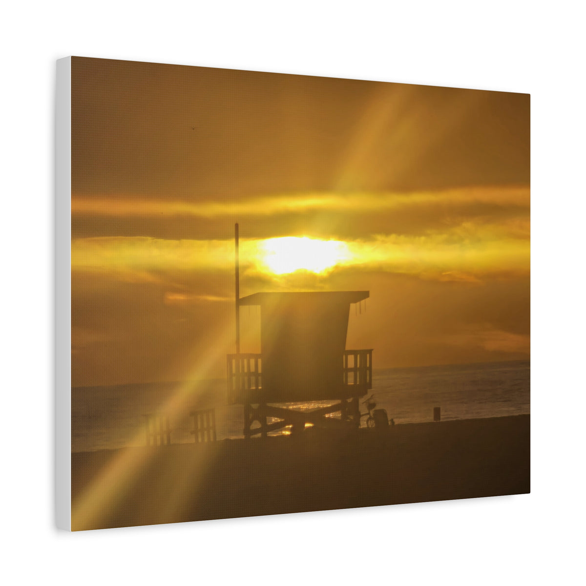 Ocean View and Lifeguard Tower Canvas Print