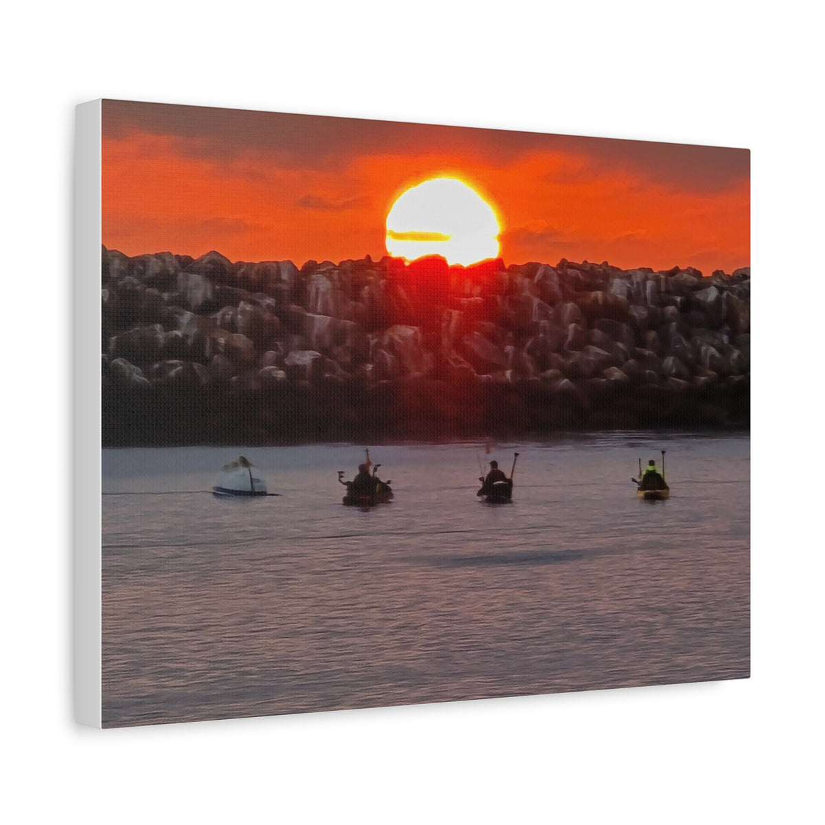Kayak Sunset in the Harbor Canvas Print
