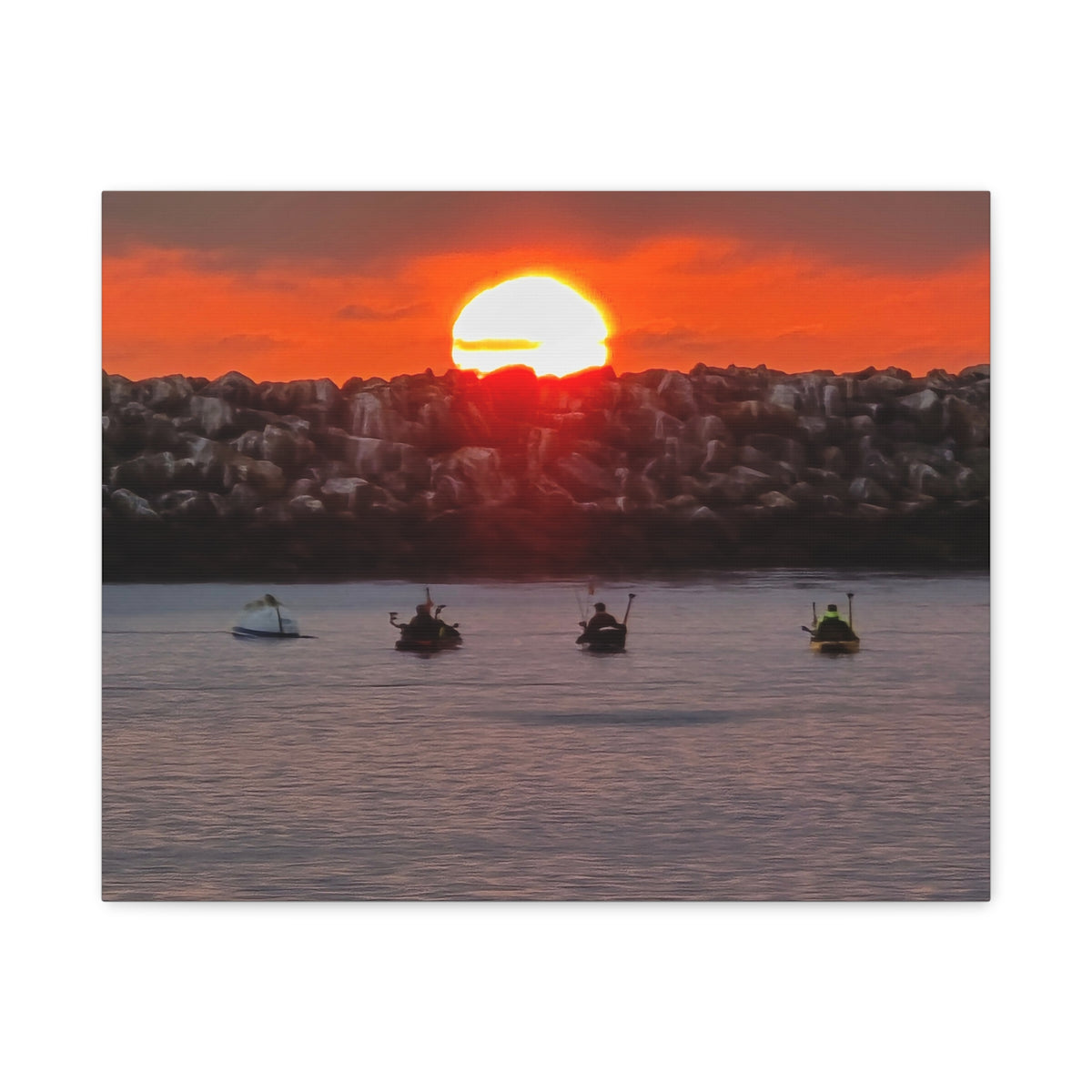 Kayak Sunset in the Harbor Canvas Print