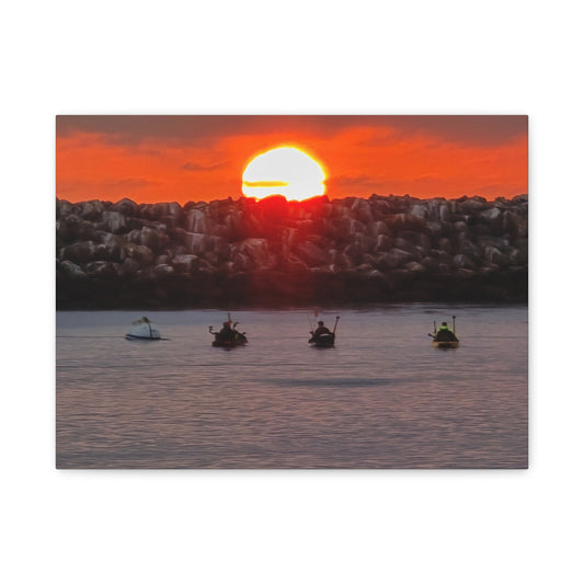 Kayak Sunset in the Harbor Canvas Print