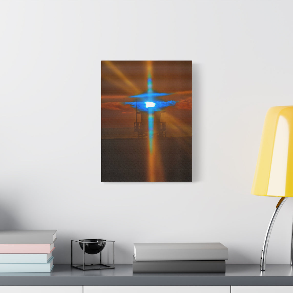 Rare Blue Prism Flash Cross  Coastal Sunset Canvas Print