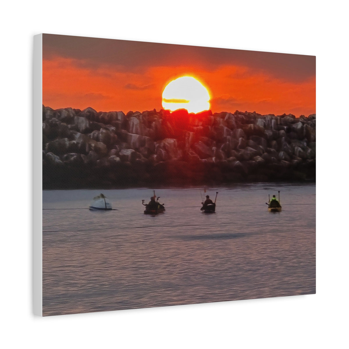 Kayak Sunset in the Harbor Canvas Print