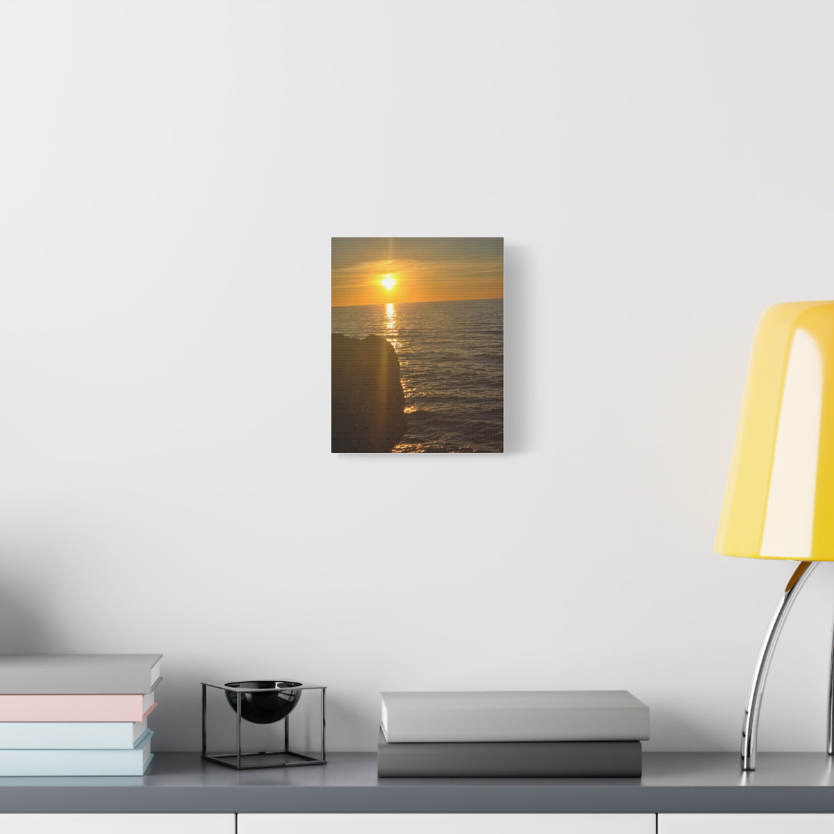 Break Wall Ocean View canvas print — golden hour ocean sunset canvas, coastal home decor wall art