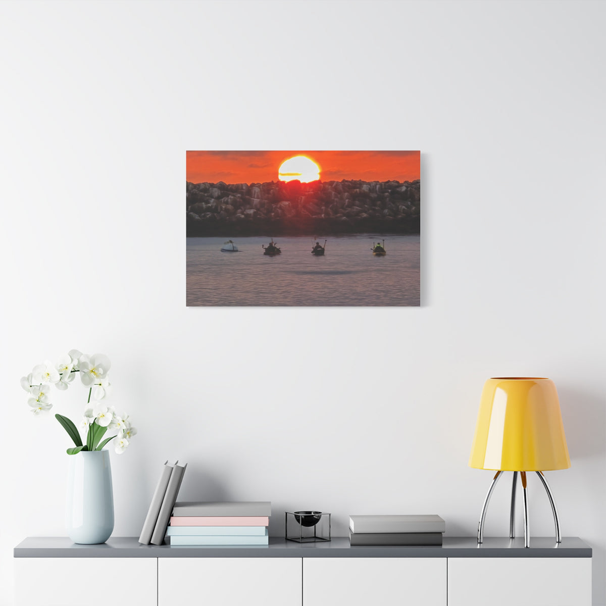 Kayak Sunset in the Harbor Canvas Print