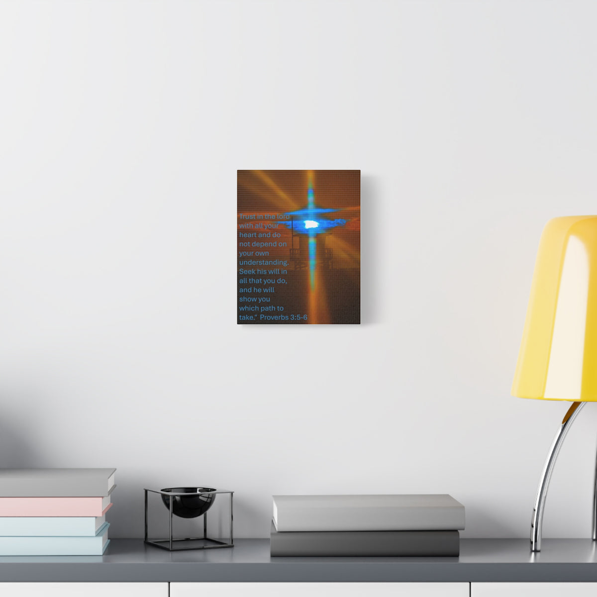 Proverbs 3:5–6 Rare Blue Flash Cross Sunset Canvas Print