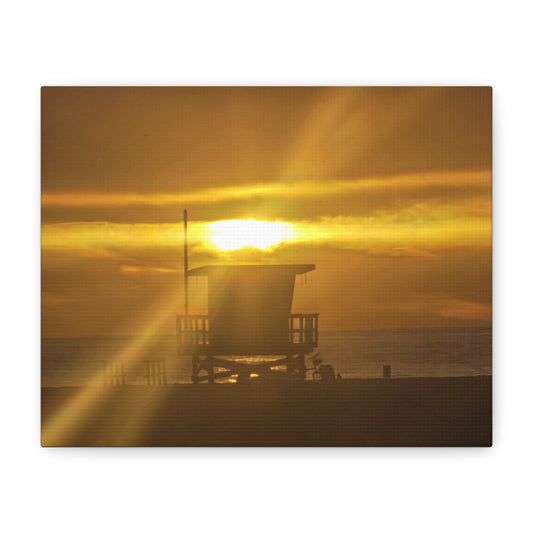 Ocean View and Lifeguard Tower Canvas Print