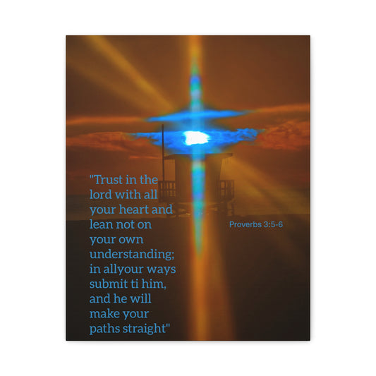 Rare Blue Flash Prism Cross – Coastal Sunset Canvas Print