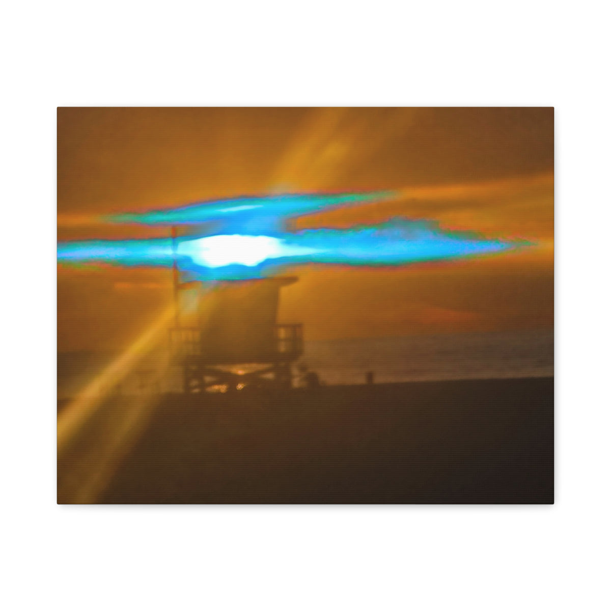 Rare Blue Flash Beach Sunset Canvas Print