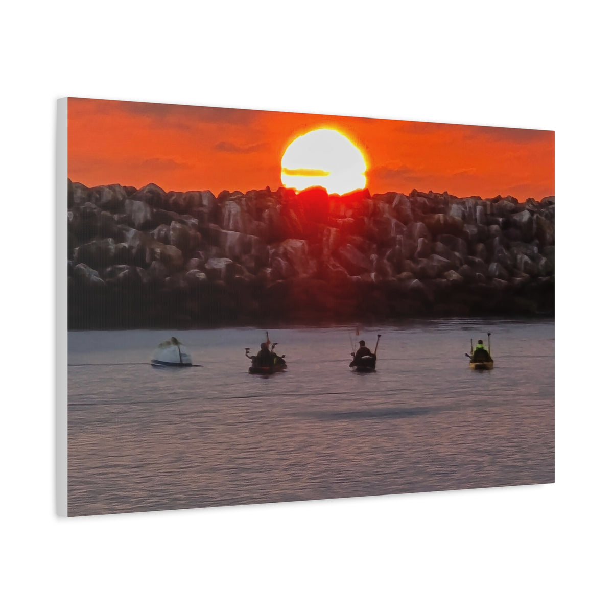 Kayak Sunset in the Harbor Canvas Print