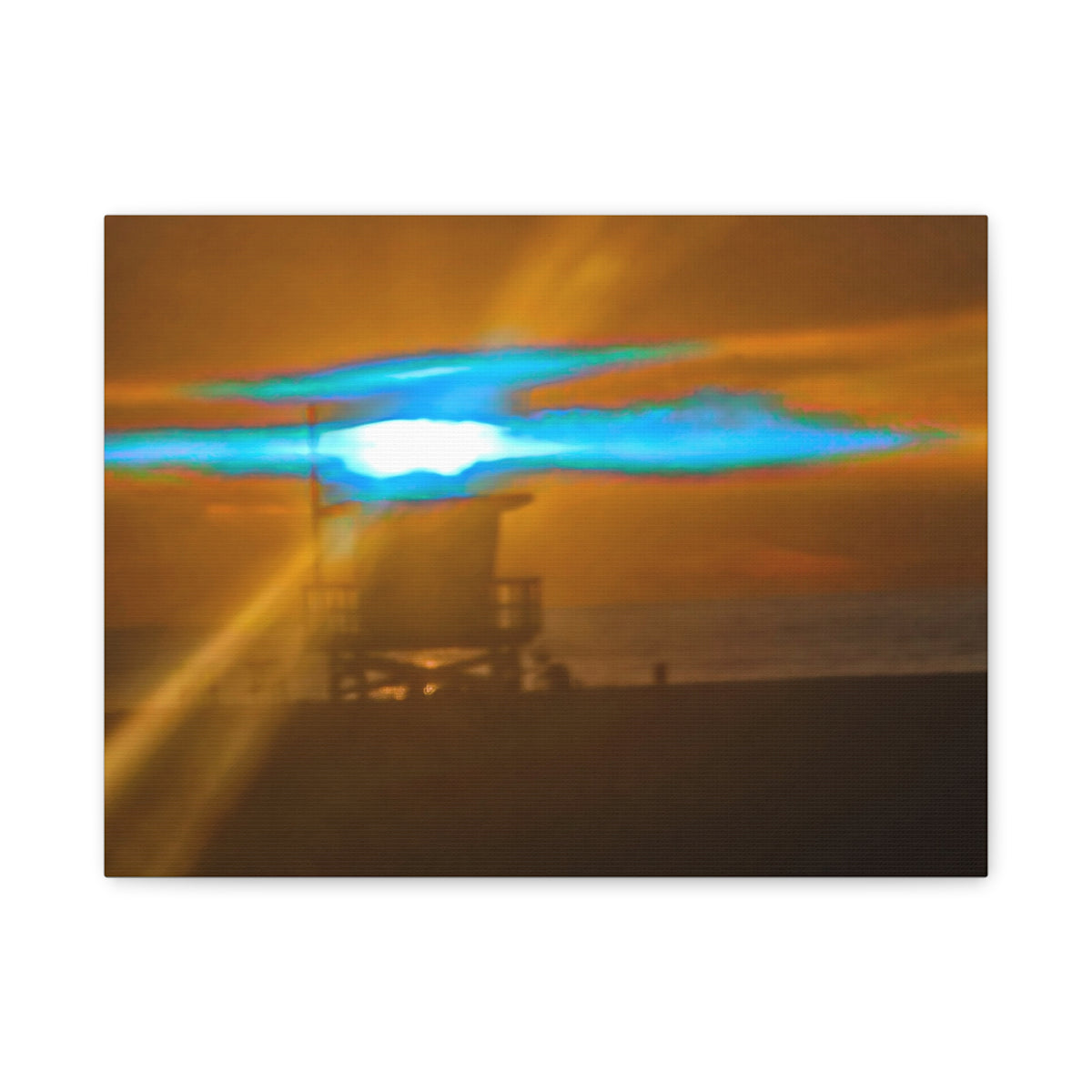 Rare Blue Flash Beach Sunset Canvas Print