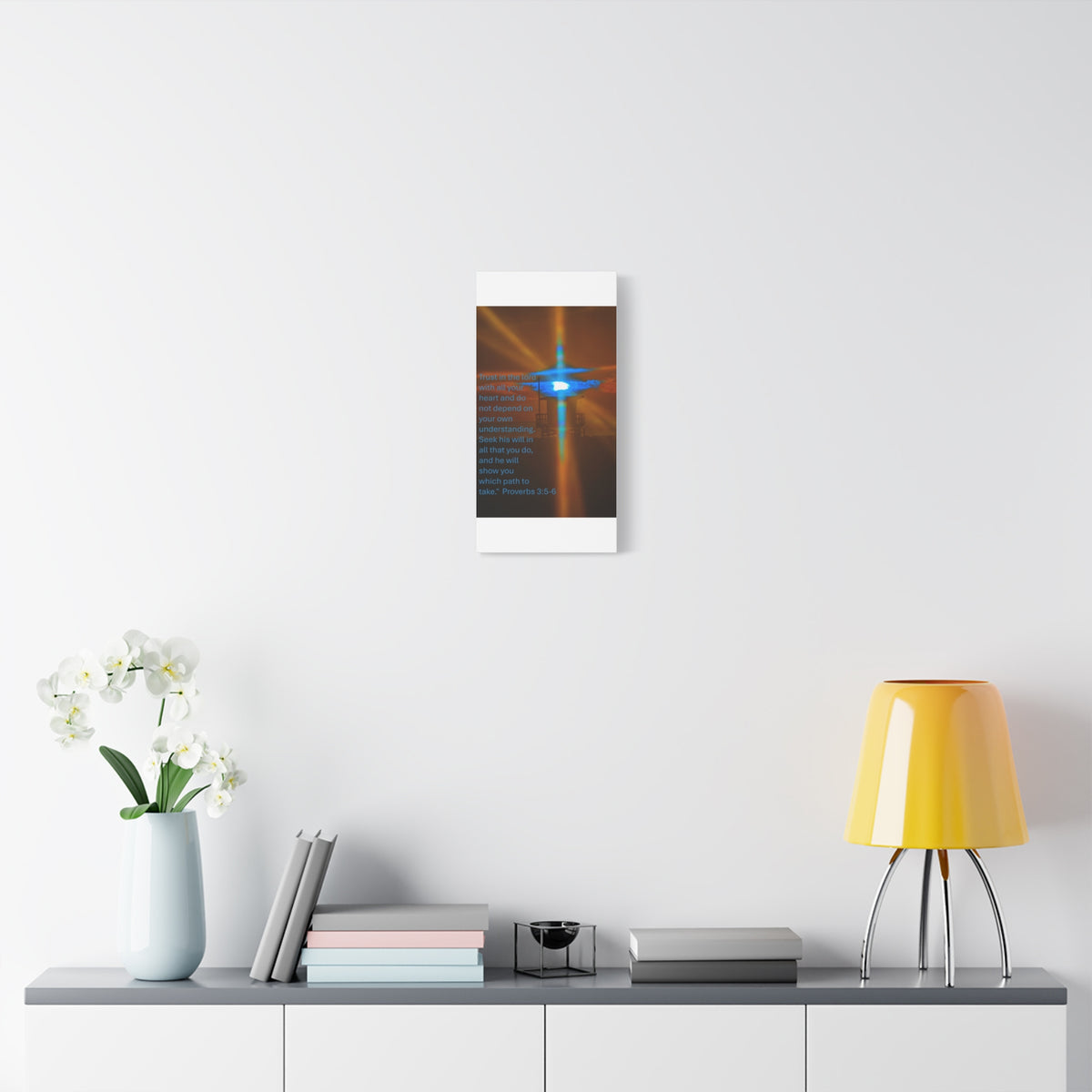 Proverbs 3:5–6 Rare Blue Flash Cross Sunset Canvas Print