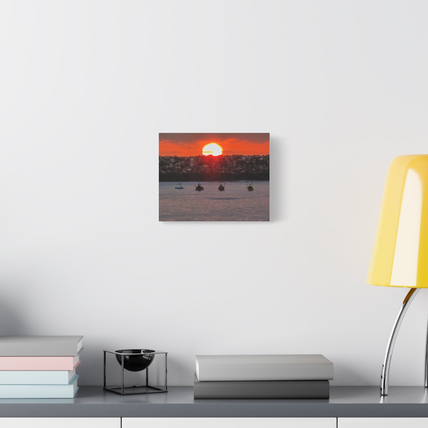 Sunset Kayakers at the Harbor – Coastal Canvas Print