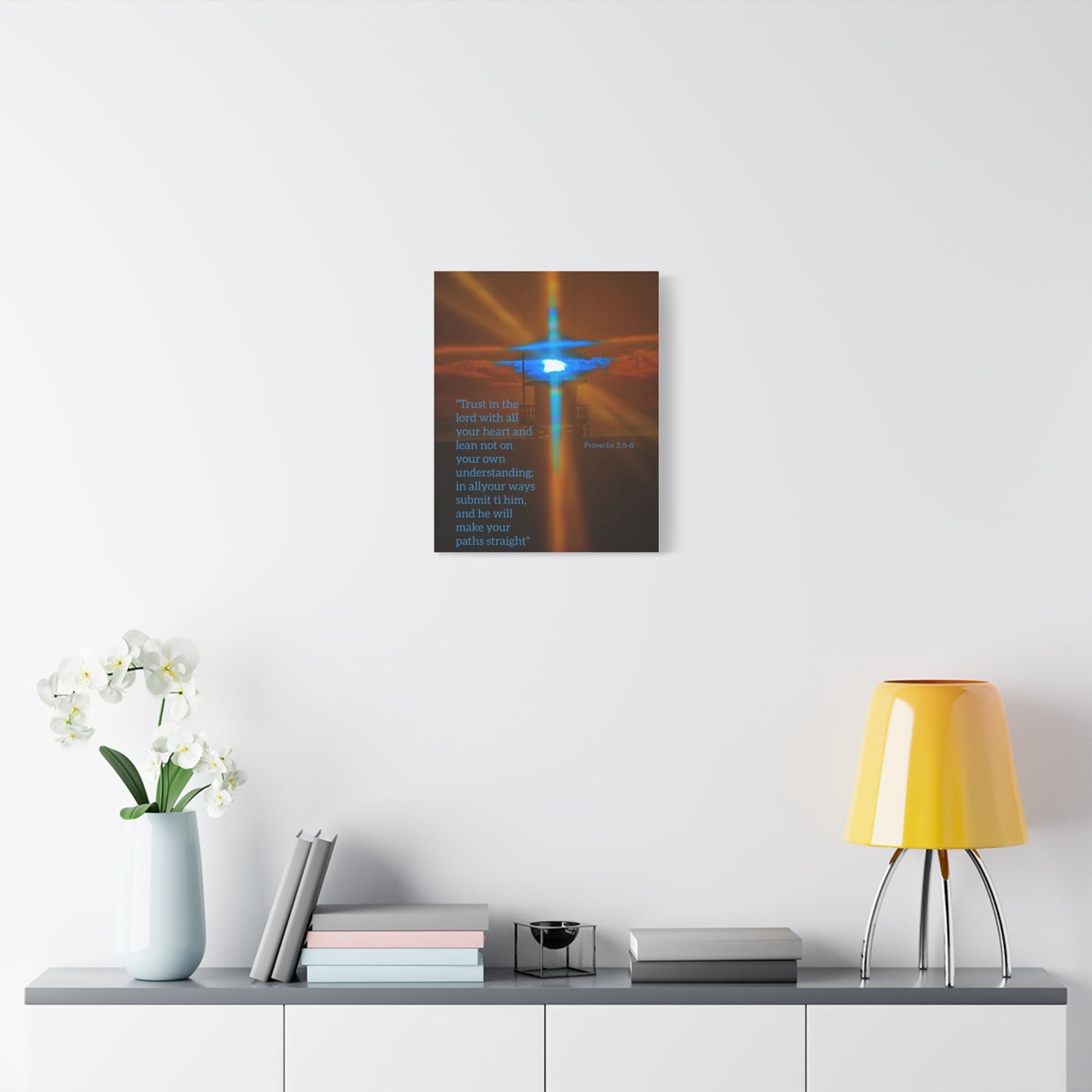 Rare Blue Flash Prism Cross – Coastal Sunset Canvas Print