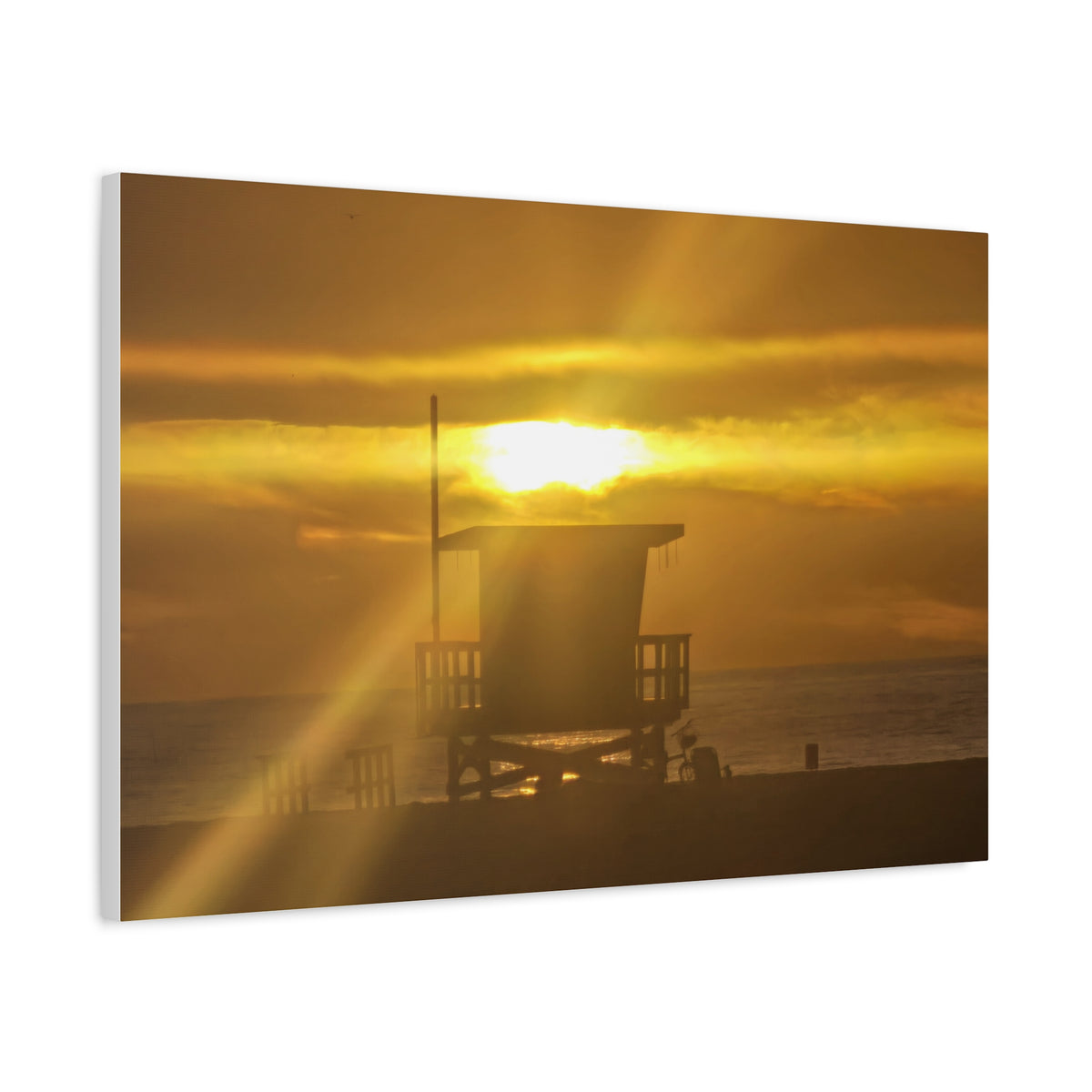 Ocean View and Lifeguard Tower Canvas Print