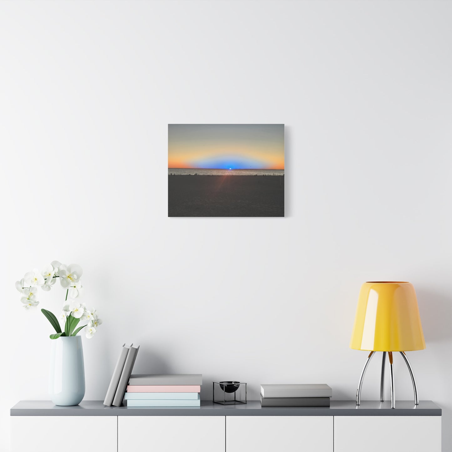 Blue Horizon Sunset – Coastal Beach Panorama Canvas Print