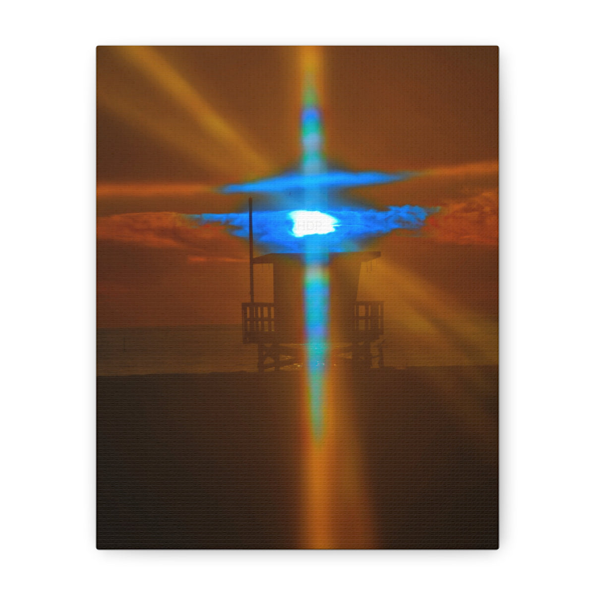Rare Blue Prism Flash Cross  Coastal Sunset Canvas Print