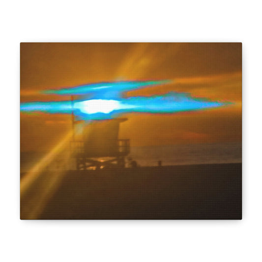 Rare Blue Flash Beach Sunset Canvas Print