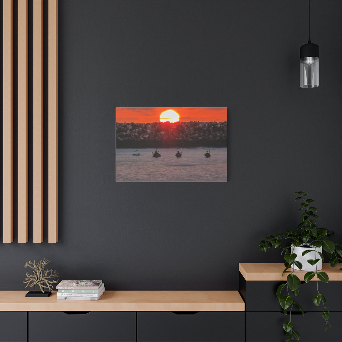 Kayak Sunset in the Harbor Canvas Print