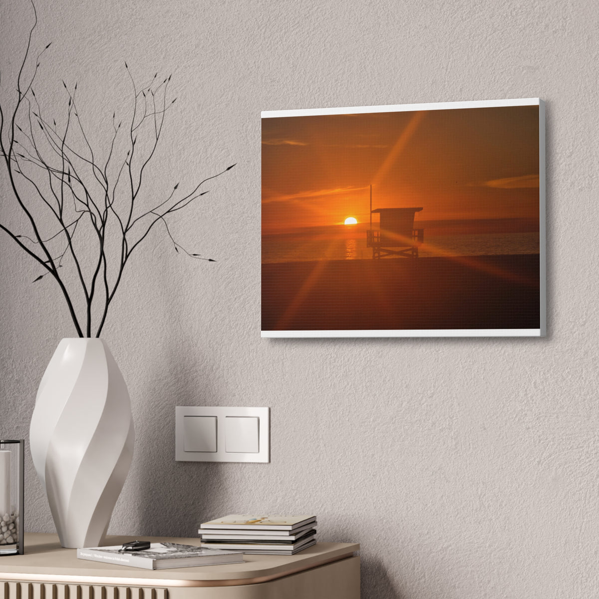 Sunset Lifeguard Tower Canvas Print