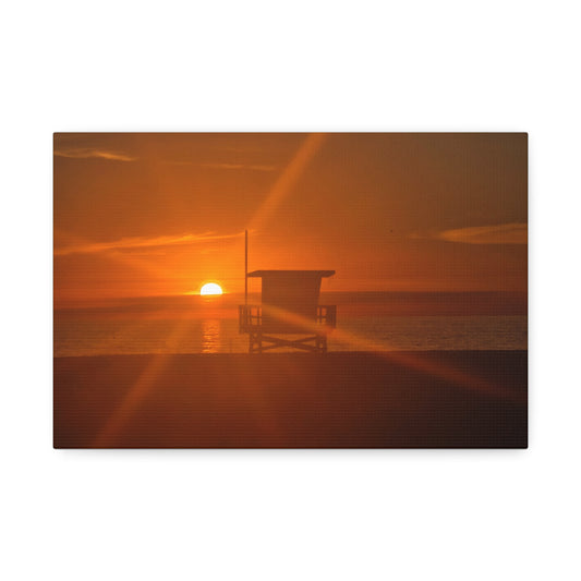 Sunset Lifeguard Tower Canvas Print