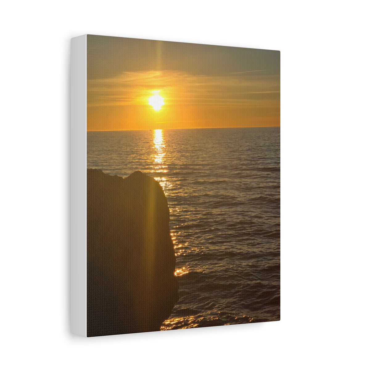 Break Wall Ocean View canvas print — dramatic coastal sunset with breakwall silhouette, gallery collection art