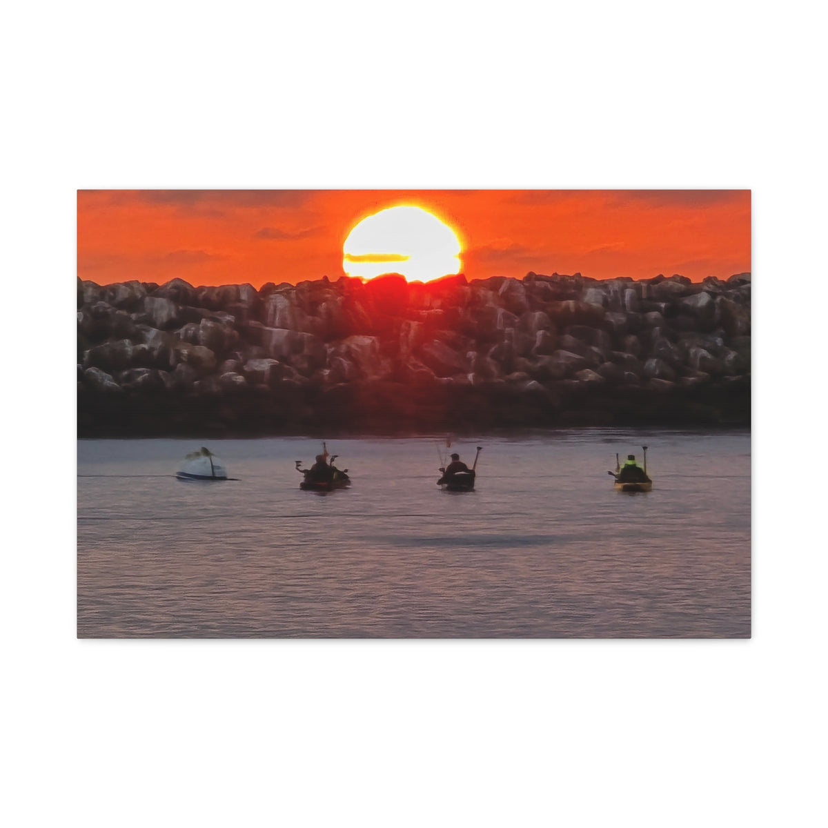 Kayak Sunset in the Harbor Canvas Print